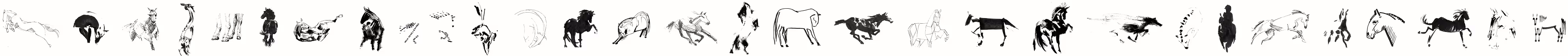 small different illustrations of horses in a row