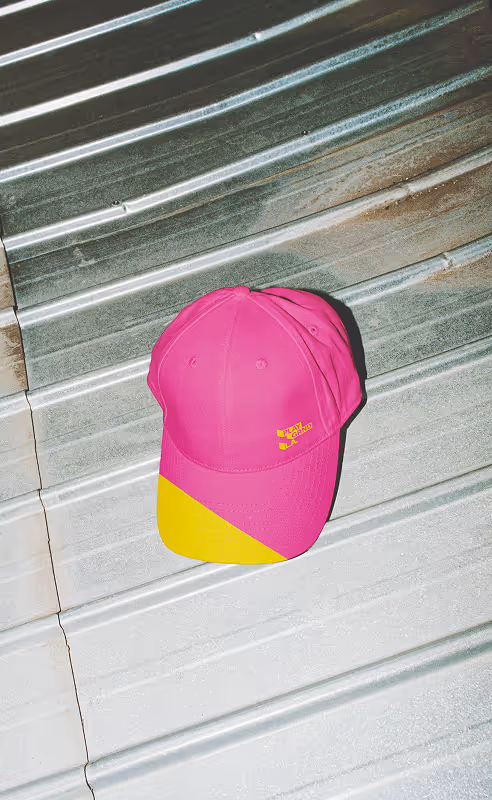 Branded Pink Cap for Playground L.A. Source ; Mockup Maison